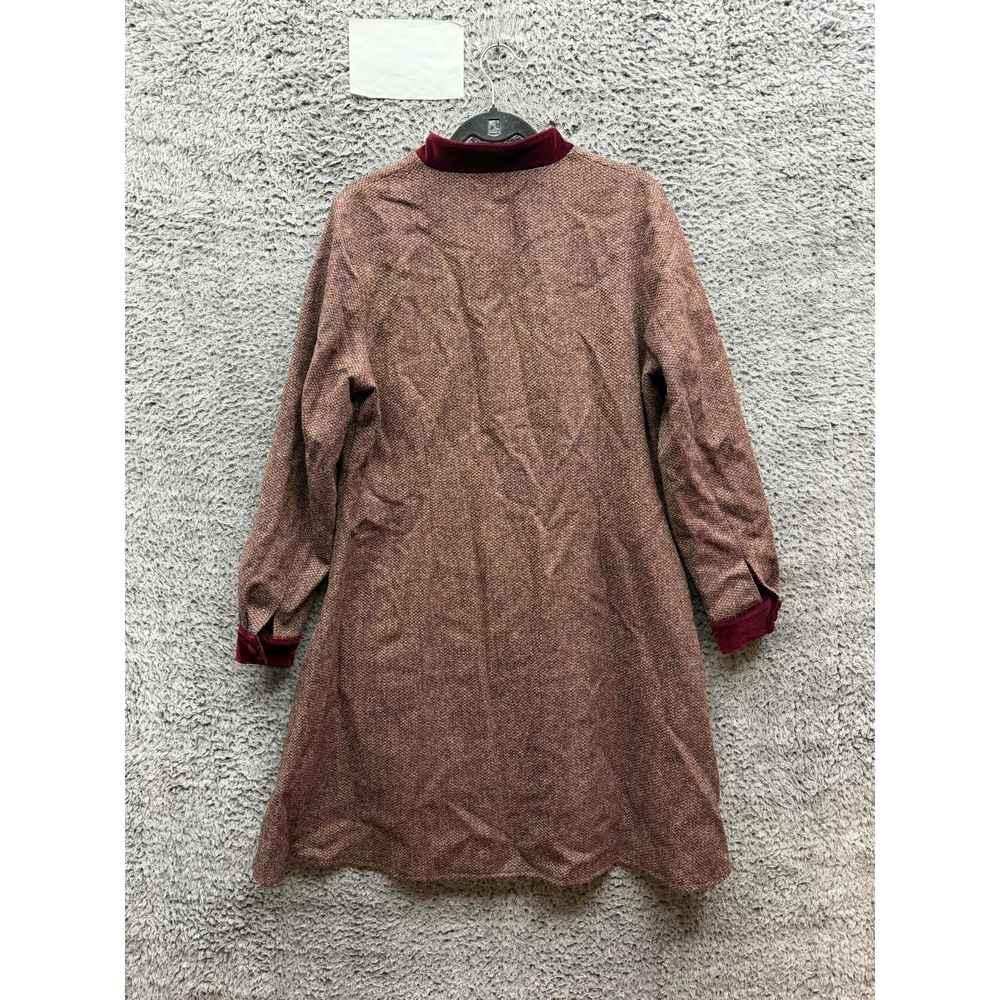 NWOT House of Bruar Ladies Velvet Wool Button Tweed Dress Midi Brown Size 16 - Picture 2 of 13